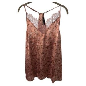 Doe & Rae Mauve Lace Crochet Adjustable Racerback Camisole Tank Blouse NWT- LG